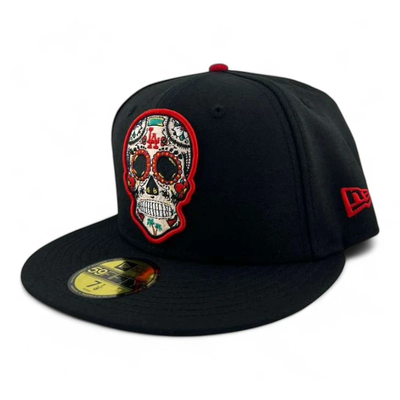 Los Angeles Dodgers Black and Red "Dia De Muertos" UV New Era 59FIFTY Fitted Hat