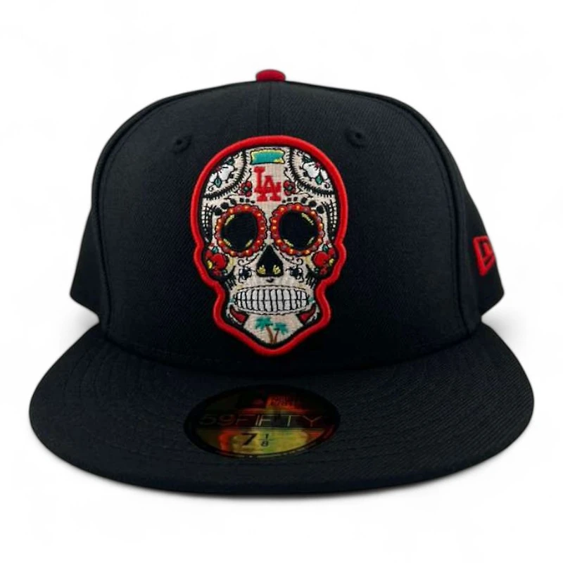 Los Angeles Dodgers Black and Red "Dia De Muertos" UV New Era 59FIFTY Fitted Hat