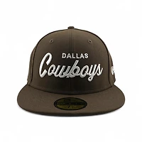 Dallas Cowboys Brown Wordmark Script Grey UV New Era 59FIFTY Fitted Hat