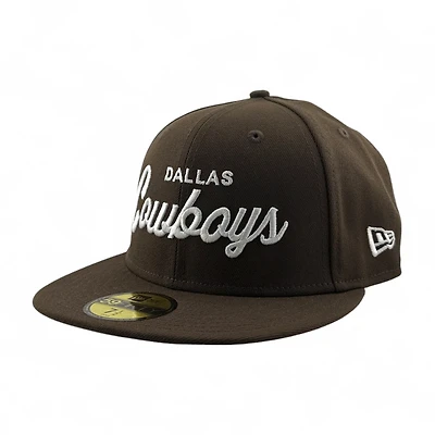 Dallas Cowboys Brown Wordmark Script Grey UV New Era 59FIFTY Fitted Hat