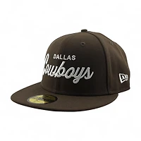 Dallas Cowboys Brown Wordmark Script Grey UV New Era 59FIFTY Fitted Hat
