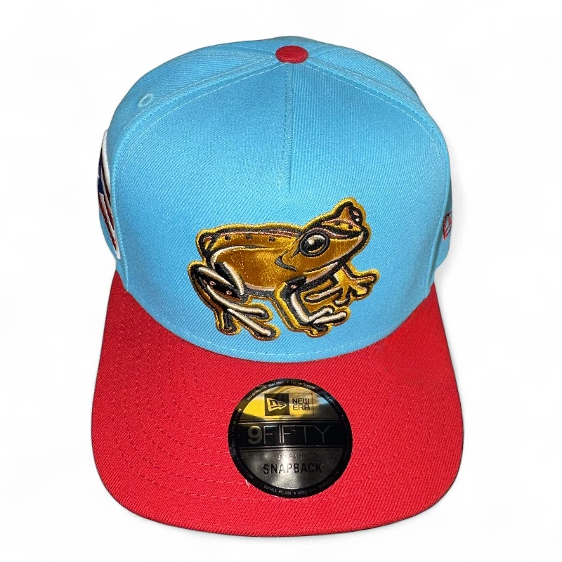 Lehigh Valley Coquis Vice Blue and Scarlet Puerto Rico Flag Patch Gray UV New Era A-Frame Snapback Hat