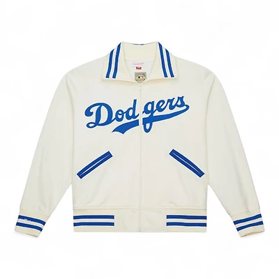Los Angeles Dodgers Cream and Royal Blue Script Batting Practice Mitchell & Ness Jacket