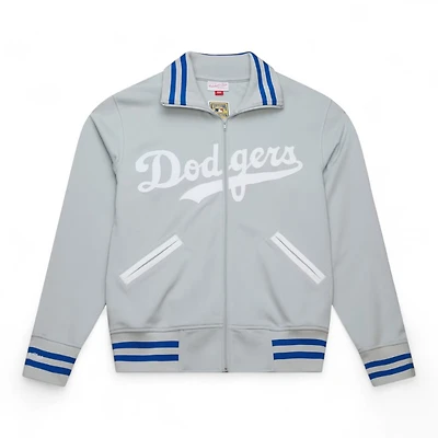 Los Angeles Dodgers Gray and White Script Batting Practice Mitchell & Ness Jacket