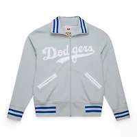 Los Angeles Dodgers Gray and White Script Batting Practice Mitchell & Ness Jacket
