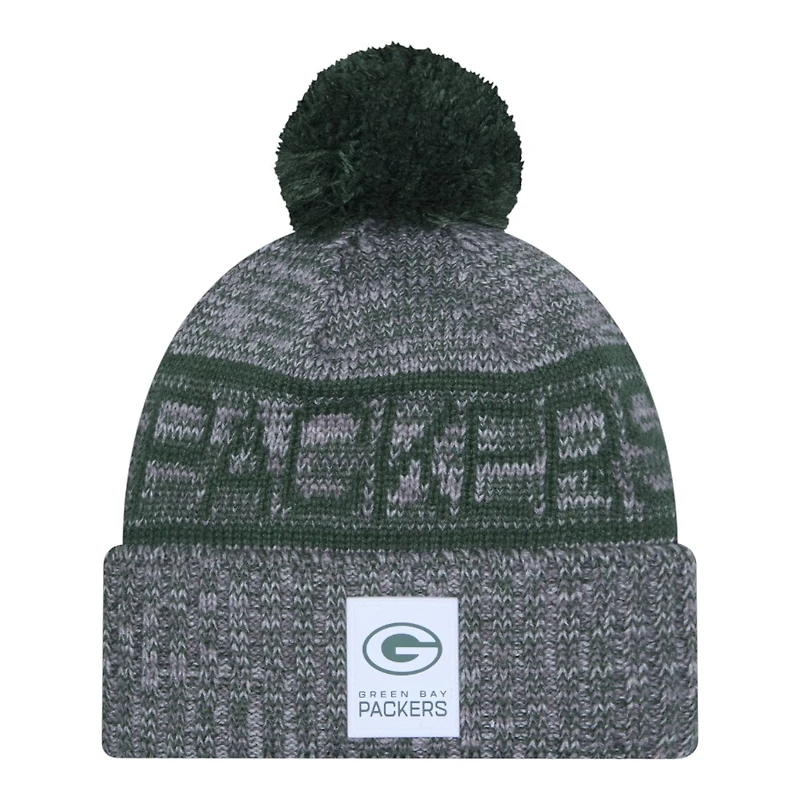 Green Bay Packers Grey 2025 Sideline Alternate New Era Cuffed Beanie Knit Hat with Pom