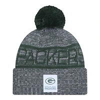 Green Bay Packers Grey 2025 Sideline Alternate New Era Cuffed Beanie Knit Hat with Pom