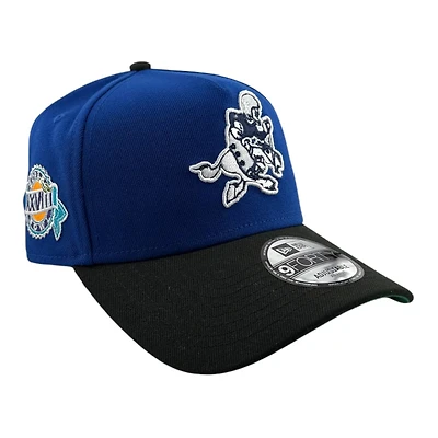Dallas Cowboys Royal and Black Retro Logo Super Bowl XXVIII Patch New Era 9FORTY A-Frame Hat