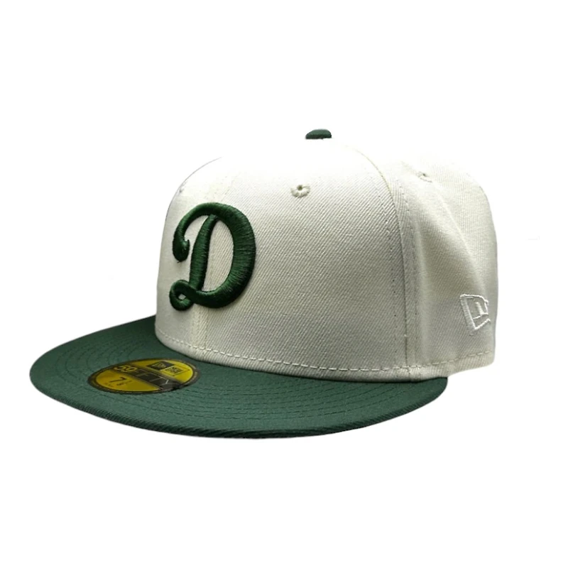 Los Angeles Dodgers Chrome and Green Cursive D Logo 60th Anniversary Patch Grey UV New Era 59FIFTY Fitted Hat