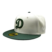 Los Angeles Dodgers Chrome and Green Cursive D Logo 60th Anniversary Patch Grey UV New Era 59FIFTY Fitted Hat
