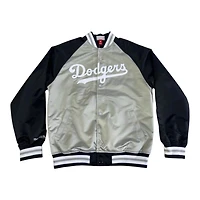 Los Angeles Dodgers Gray and Black Double Clutch Button Up Mitchell & Ness Jacket