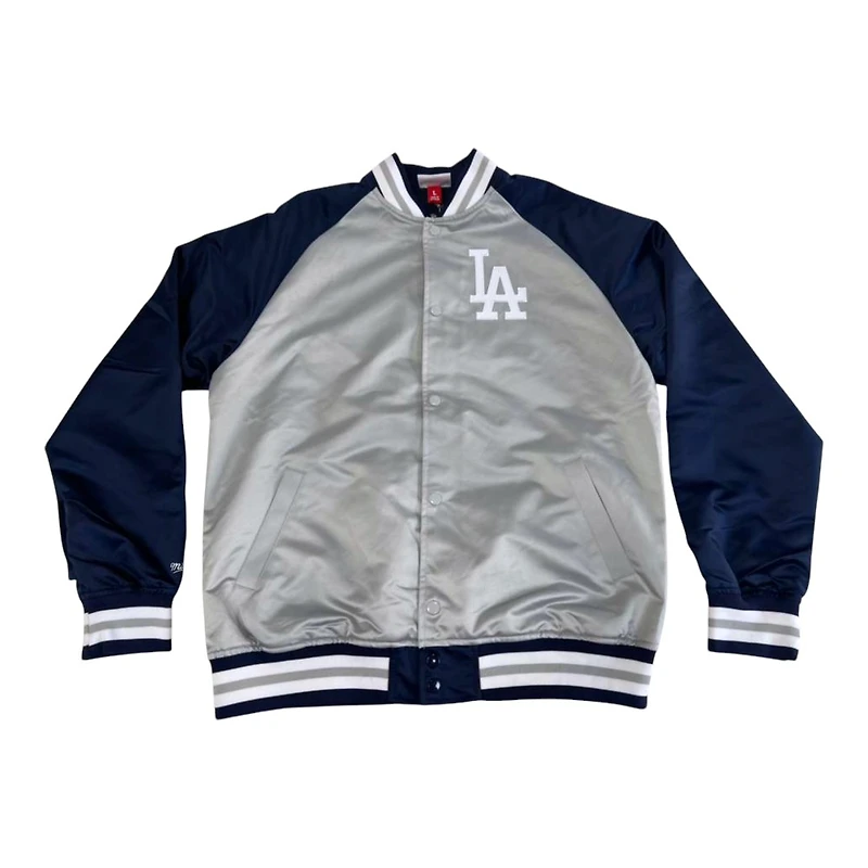 Los Angeles Dodgers Gray and Navy Double Clutch Button Up Mitchell & Ness Jacket