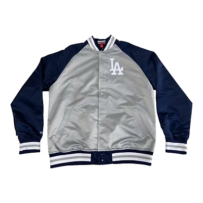 Los Angeles Dodgers Gray and Navy Double Clutch Button Up Mitchell & Ness Jacket