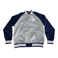 Los Angeles Dodgers Gray and Navy Double Clutch Button Up Mitchell & Ness Jacket