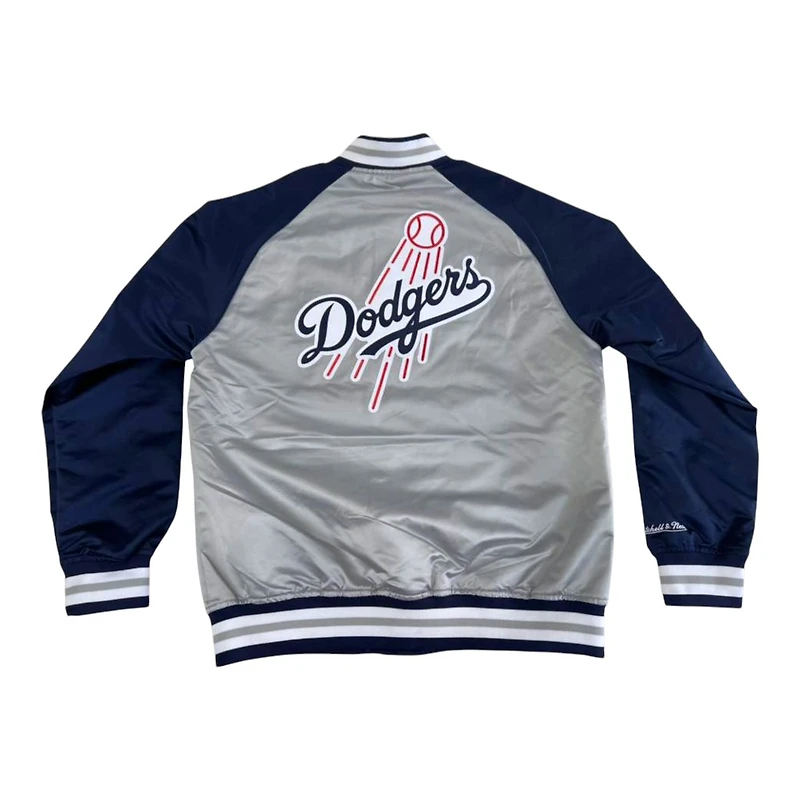 Los Angeles Dodgers Gray and Navy Double Clutch Button Up Mitchell & Ness Jacket