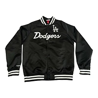 Los Angeles Dodgers Black and White Script with LA Logo Double Clutch Button Up Mitchell & Ness Jacket