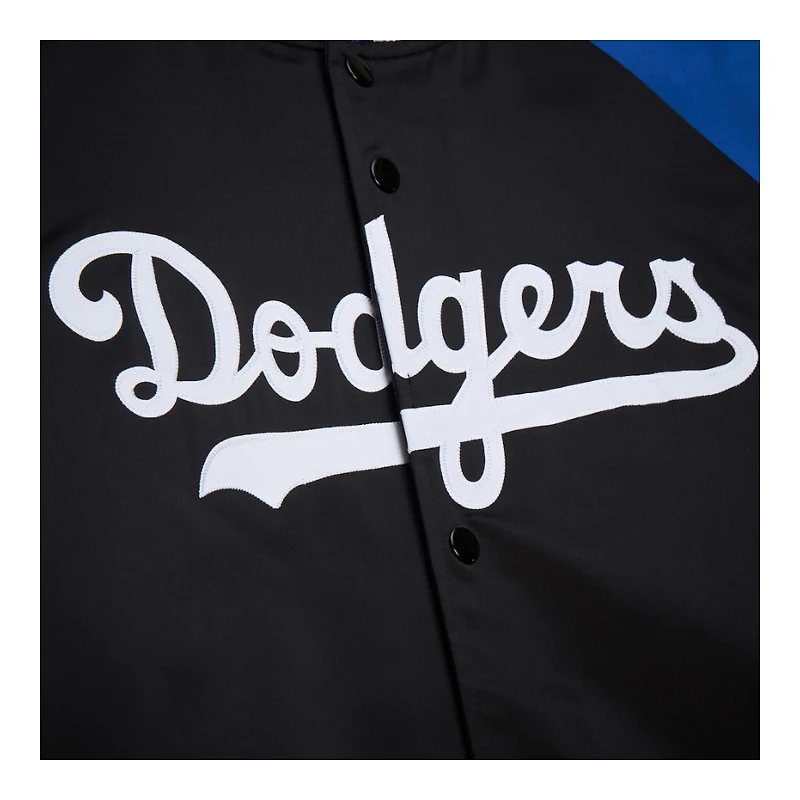 Los Angeles Dodgers Royal and Black Script Double Clutch Button Up Mitchell & Ness Jacket