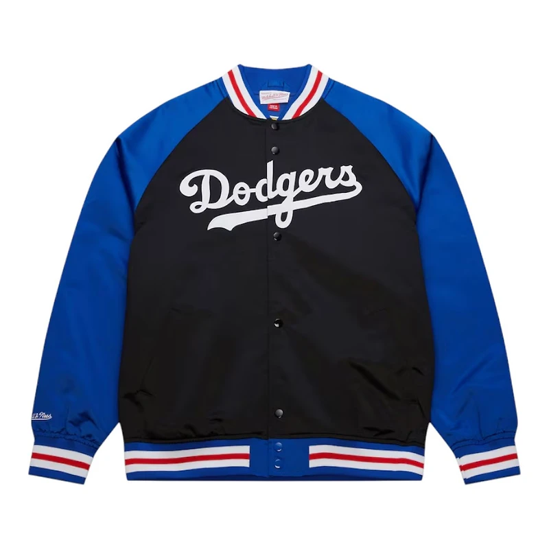 Los Angeles Dodgers Royal and Black Script Double Clutch Button Up Mitchell & Ness Jacket