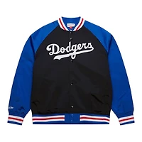 Los Angeles Dodgers Royal and Black Script Double Clutch Button Up Mitchell & Ness Jacket
