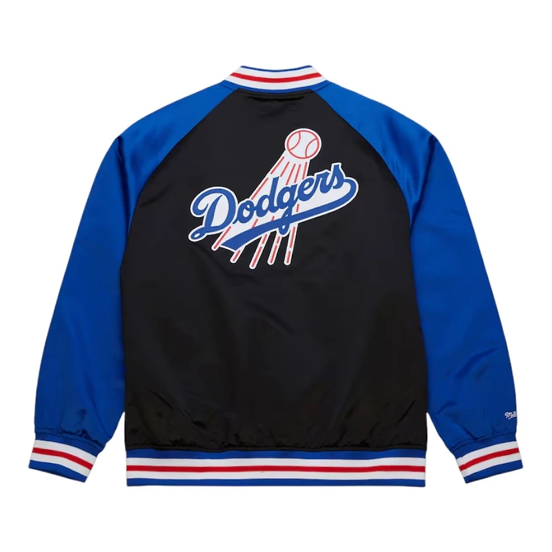 Los Angeles Dodgers Royal and Black Script Double Clutch Button Up Mitchell & Ness Jacket