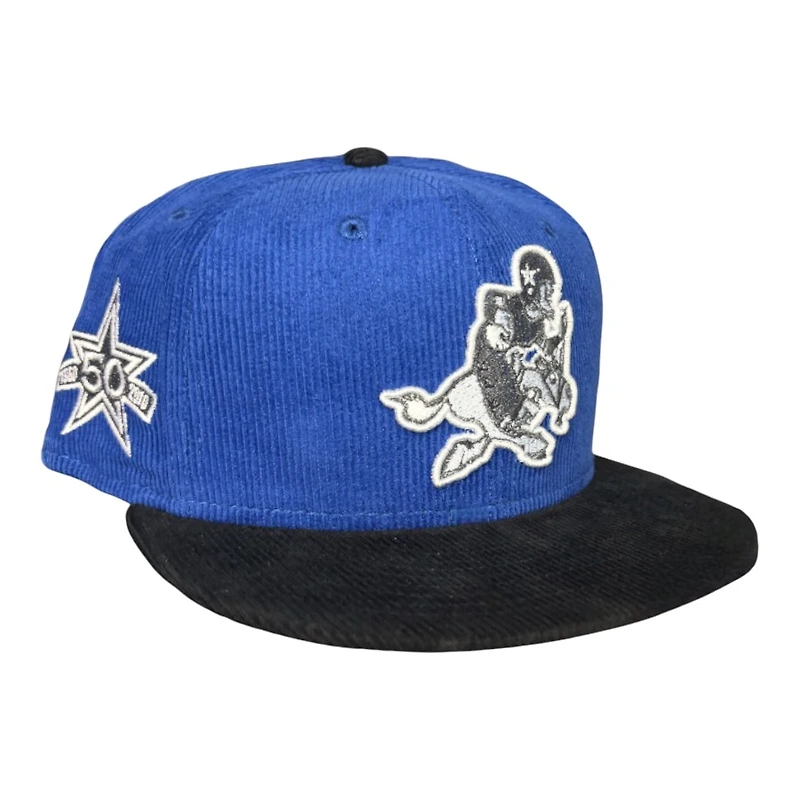 Dallas Cowboys Royal and Black Corduroy 50th Anniversary Patch Green UV New Era 59FIFTY Fitted Hat