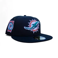 Miami Dolphins Black Leon the Lab 30th Anniversary Patch Grey UV New Era 59FIFTY Fitted Hat