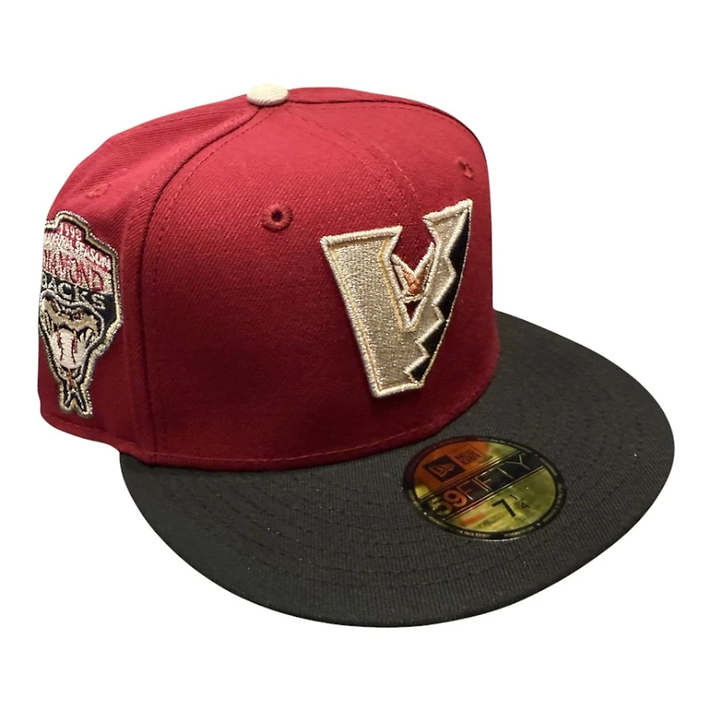 Arizona Diamondbacks Dark Red and Black 1998 Inaugural Patch Grey UV New Era 59FIFTY Fitted Hat