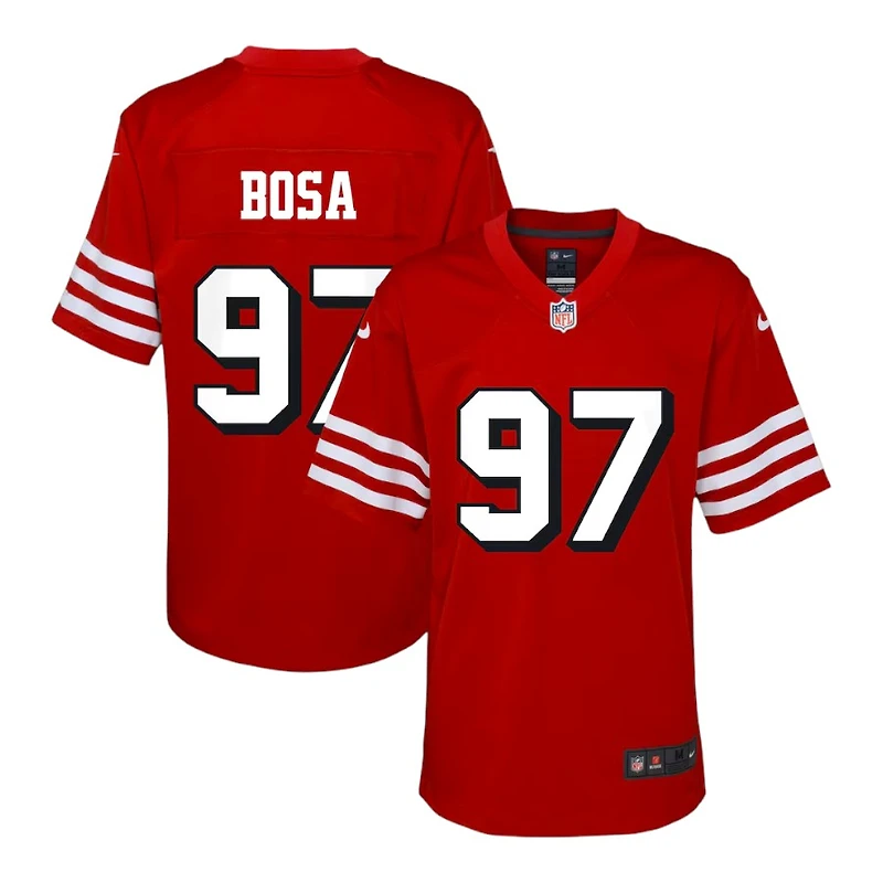 Youth San Francisco 49ers Nick Bosa Alternate Block Numbers Nike Scarlet Red Game Jersey