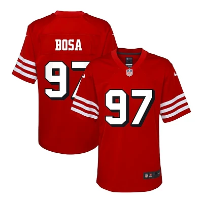 Youth San Francisco 49ers Nick Bosa Alternate Block Numbers Nike Scarlet Red Game Jersey