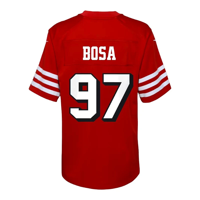 Youth San Francisco 49ers Nick Bosa Alternate Block Numbers Nike Scarlet Red Game Jersey