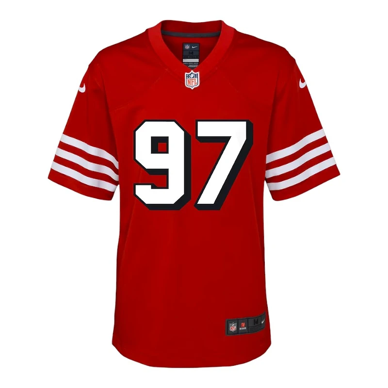Youth San Francisco 49ers Nick Bosa Alternate Block Numbers Nike Scarlet Red Game Jersey