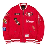 San Francisco 49ers Scarlet Red New Era x Alpha Industries MA-1 Full Zip Bomber Jacket