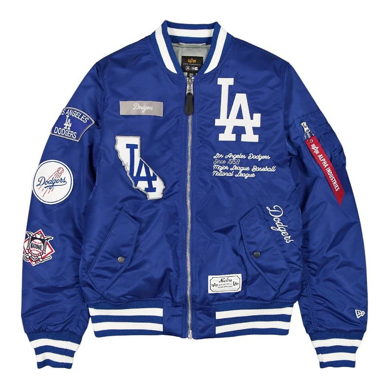 Los Angeles Dodgers Royal Blue New Era x Alpha Industries MA-1 Full Zip Bomber Jacket