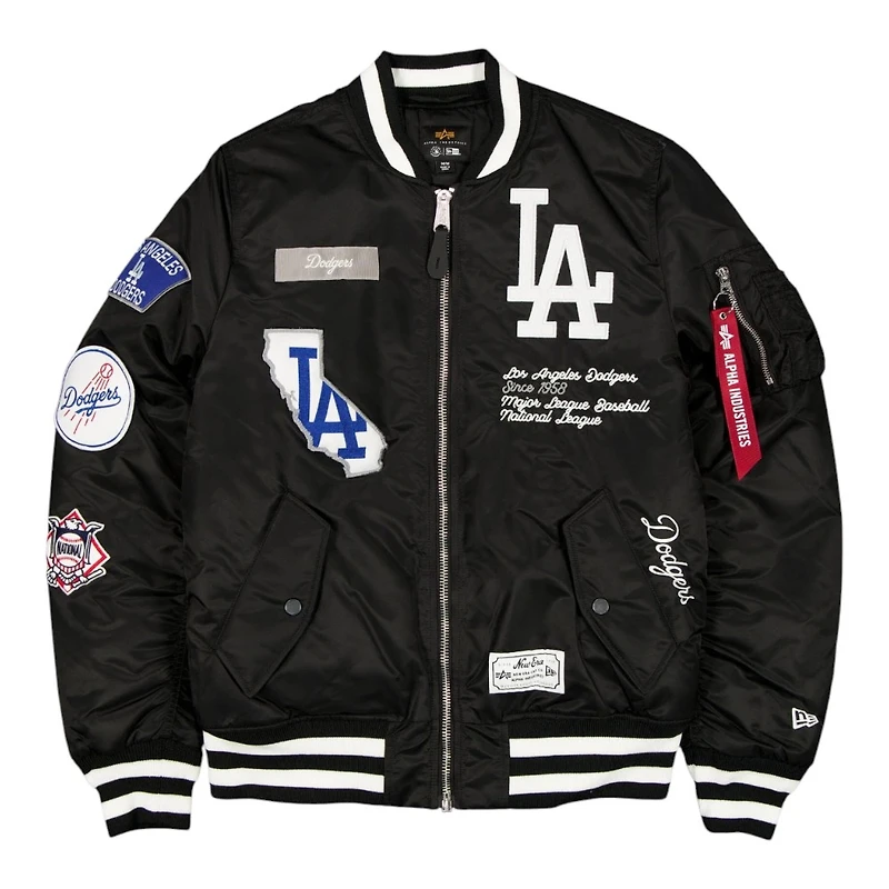 Los Angeles Dodgers Black New Era x Alpha Industries MA-1 Full Zip Bomber Jacket