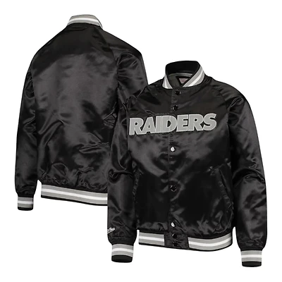 Youth Las Vegas Raiders Black Mitchell & Ness Raglan Full-Snap Jacket