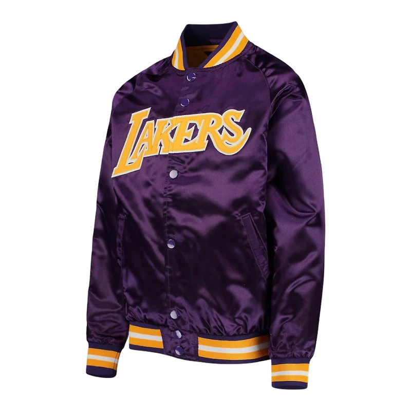 Youth Los Angeles Lakers Purple Mitchell & Ness Raglan Full-Snap Jacket