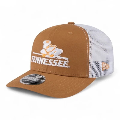 Tennessee Volunteers Bronze and White Trucker Mesh NCAA New Era 9SEVENTY Stretch Snapback Hat