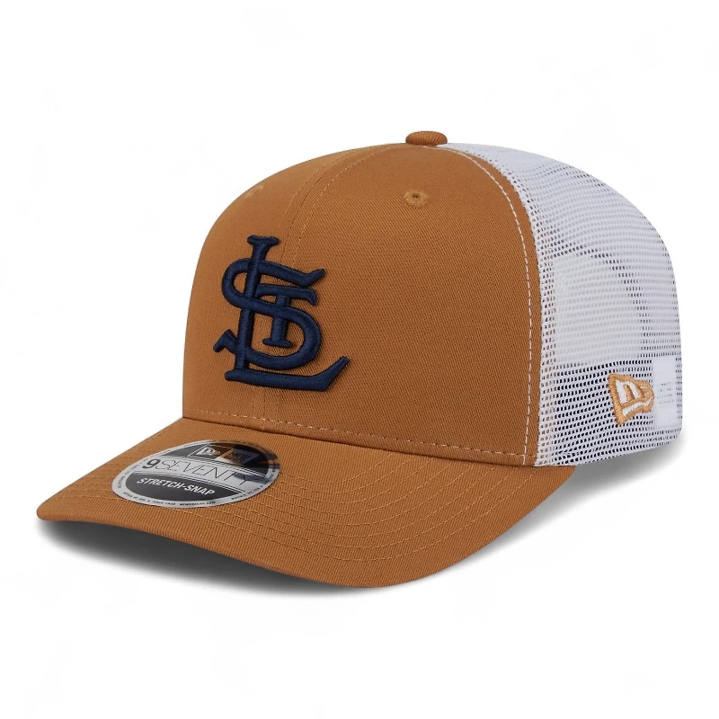 St. Louis Cardinals Bronze and White Trucker Mesh New Era 9SEVENTY Stretch Snapback Hat