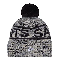 New Orleans Saints Black 2025 Sideline Cold Weather New Era Cuffed Beanie Knit Hat with Pom