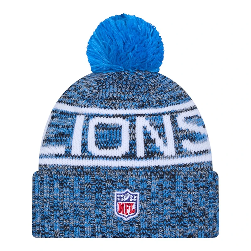 Detroit Lions 2025 Sideline Cold Weather New Era Cuffed Beanie Knit Hat with Pom