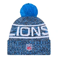Detroit Lions 2025 Sideline Cold Weather New Era Cuffed Beanie Knit Hat with Pom