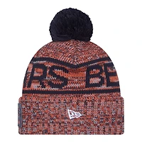 Chicago Bears Navy "C" Logo 2025 Sideline Cold Weather New Era Cuffed Beanie Knit Hat with Pom