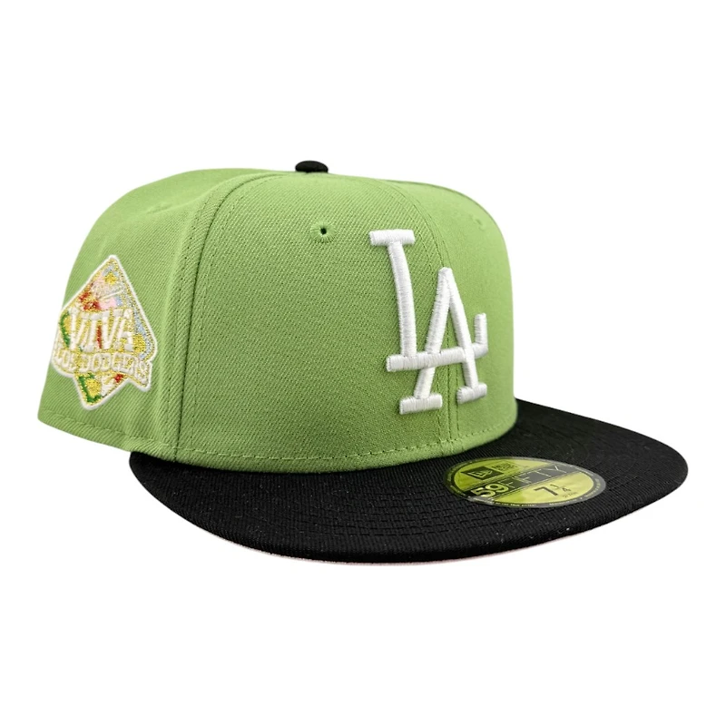 Los Angeles Dodgers Matcha Green and Black Viva Patch Pink UV New Era 59FIFTY Fitted Hat