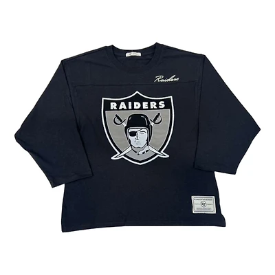 Women's Las Vegas Raiders '47 Brand Game Nod Timeless Crop 3/4 Sleeve T-Shirt