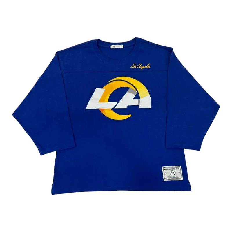 Women's Los Angeles Rams '47 Brand Game Nod Timeless Crop 3/4 Sleeve T-Shirt