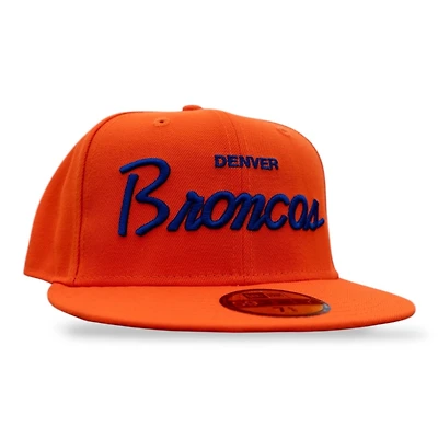 Denver Broncos Script Rush Orange Leon the Lab Green UV New Era 59FIFTY Fitted Hat