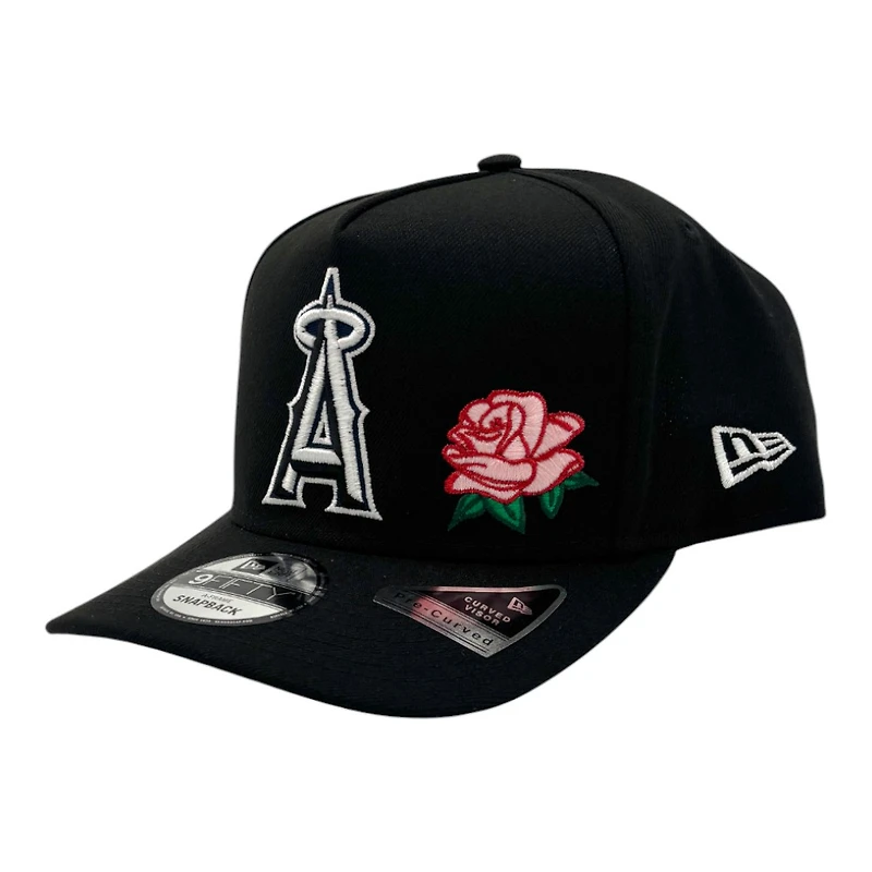 Los Angeles Angels Black with Rose Patch Grey UV New Era 9FIFTY A-Frame Snapback Hat