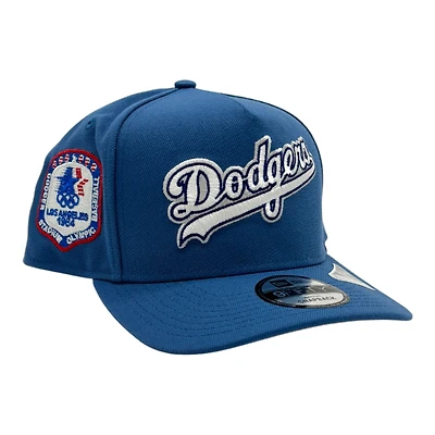 Los Angeles Dodgers Indigo Blue Script 1984 Olympic Patch Grey UV New Era 9FIFTY A-Frame Snapback Hat