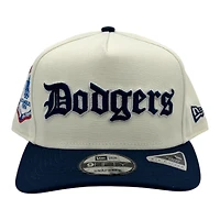 Los Angeles Dodgers Chrome and Oceanside Blue Old English 1984 Olympic Patch Grey UV New Era 9FIFTY A-Frame Snapback Hat