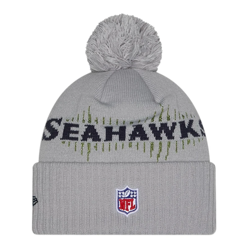 Seattle Seahawks Wolf Gray 2025 Rivalries Collection Sideline New Era Cuffed Beanie Knit Hat with Pom
